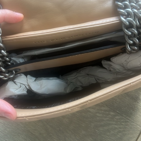 NEW Kurt Geiger Kensington X Quilted Leather Shoulder Bag tan - Picture 10 of 15